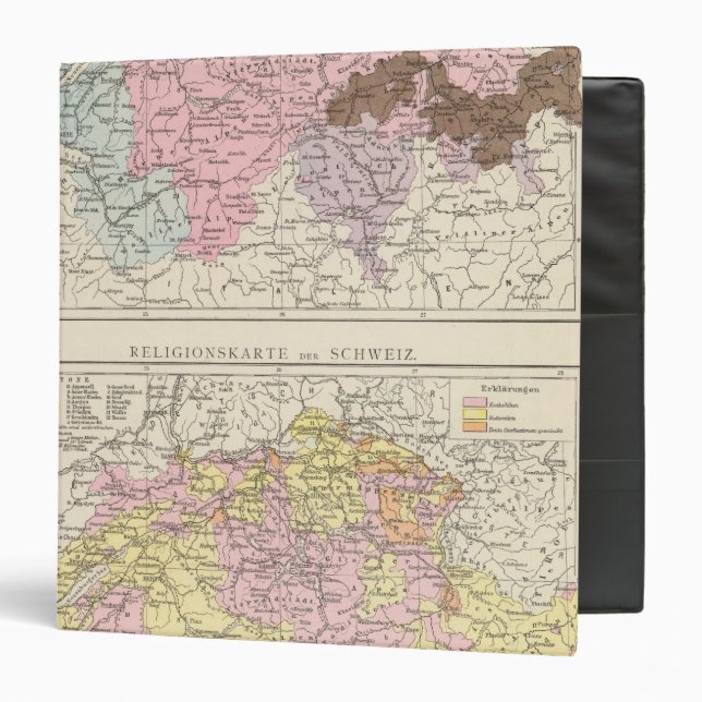 Religious and Linguistic Map of Switzerland 3 Ring Binder (Front/Inside)