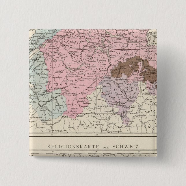 Religious and Linguistic Map of Switzerland Pinback Button (Front)