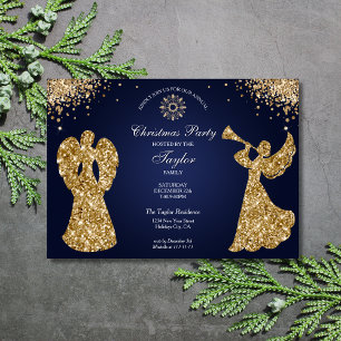 Religious Angel Christmas Family Dinner Party Invitation