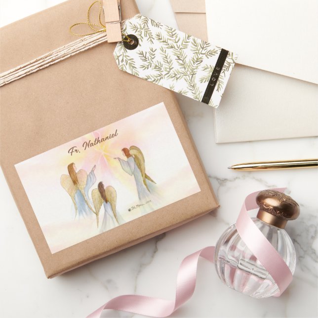 Religious Angels Personalized Rectangular Sticker (Gifting)