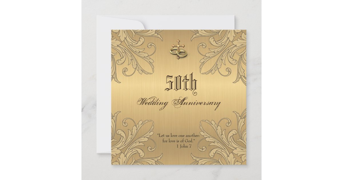 Religious Anniversary Cross Rings Invitations 