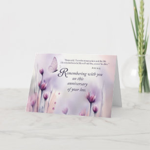 Religious Anniversary of Loss Flowers Butterfly Card