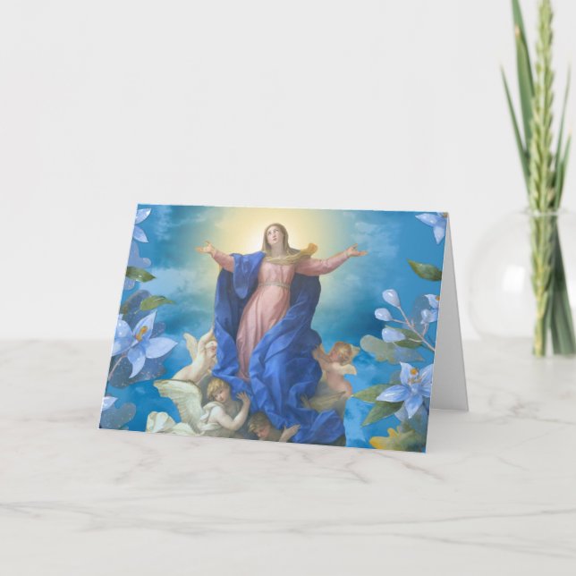 Religious Assumption of Mary Angels Scripture Card (Front)