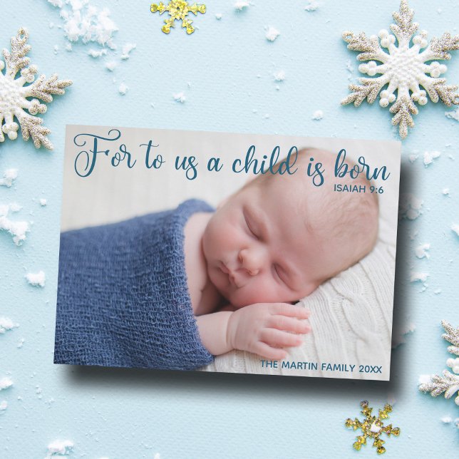 Religious Baby Boy Photo Christmas Simple Elegant Holiday Card (Creator Uploaded)