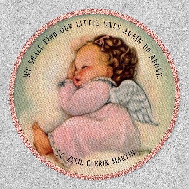 Religious Baby Girl Sleeping Angel on Cloud Quote  Patch (Front)
