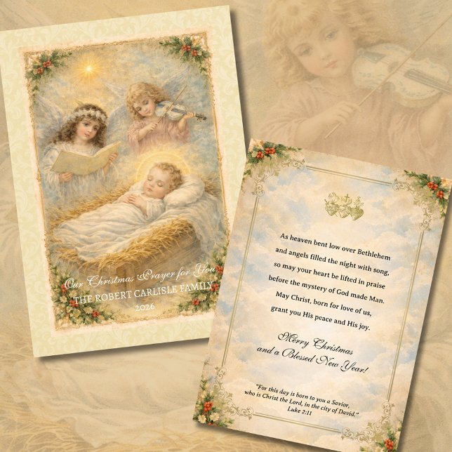 Religious Baby Jesus Angels Scripture  Holiday Card (Creator Uploaded)