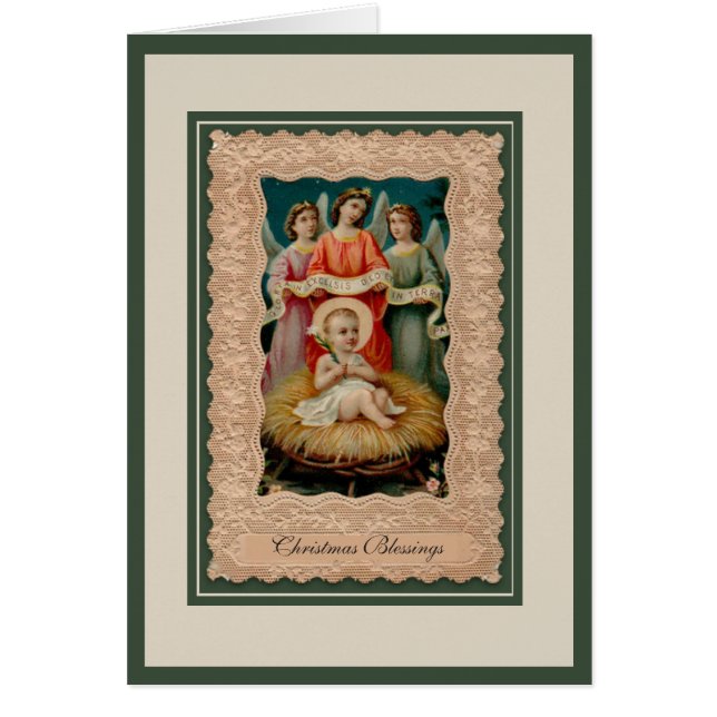 Religious Baby Jesus Angels Scripture Vintage (Front)