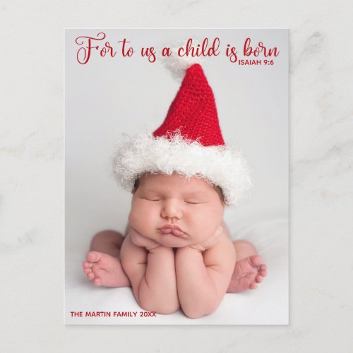 Religious Baby Photo Christmas Bible Verse Cute Postcard