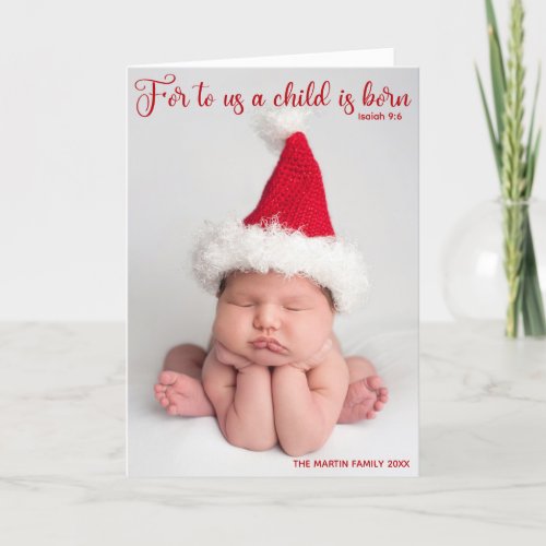 Religious Baby Photo Christmas Bible Verse Folded Holiday Card