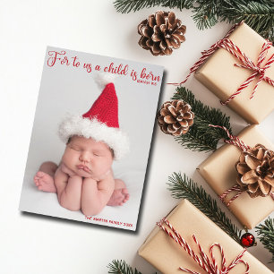 Religious Baby Photo Christmas Bible Verse Red Holiday Card