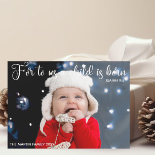 Religious Baby Photo Christmas Birth Announcement