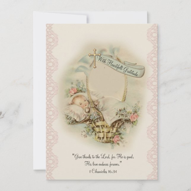Religious Baby Shower Thank You Vintage (Front)