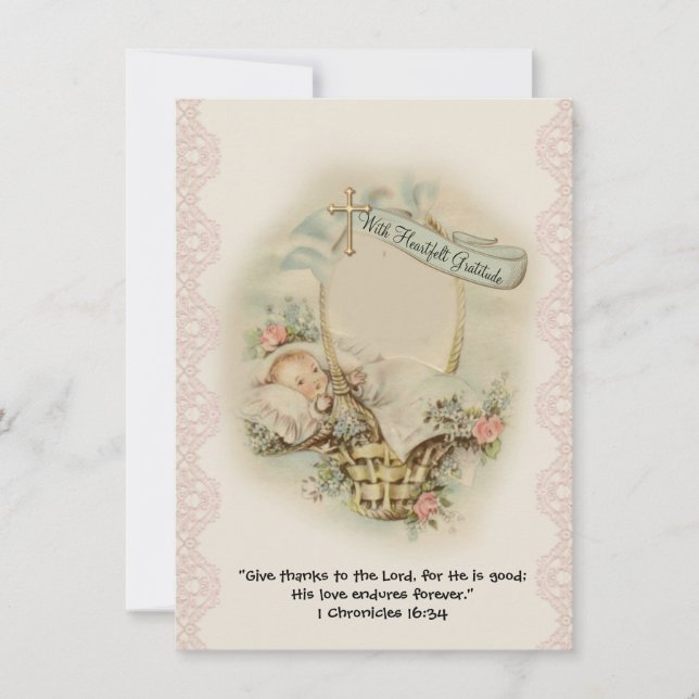 Religious Baby Shower Thank You Vintage (Front)