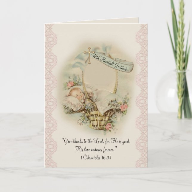 Religious Baby Shower Thank You Vintage Card (Front)