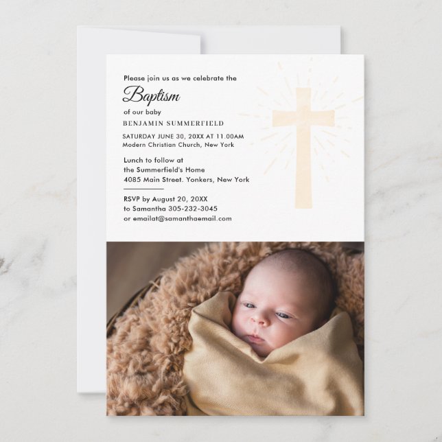 Religious Baptism and Christening Baby Photo Invitation (Front)