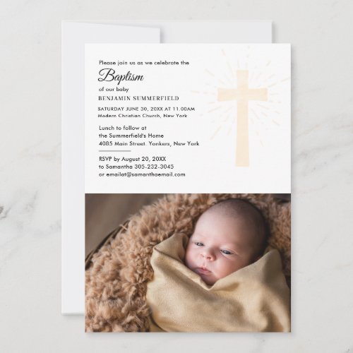 Religious Baptism and Christening Baby Photo Invitation