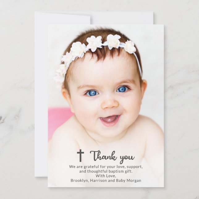 Religious Baptism Christening Communion Christian Thank You Card (Front)