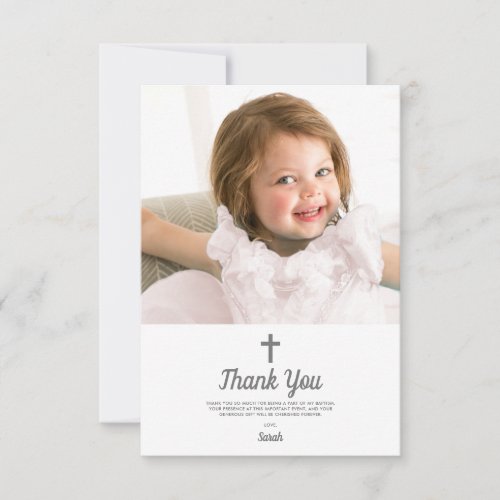 Religious Baptism Christening Pink Girl Photo Thank You Card