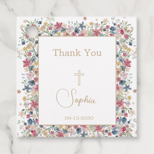  Religious Baptism Christening Thank You Floral Favor Tags
