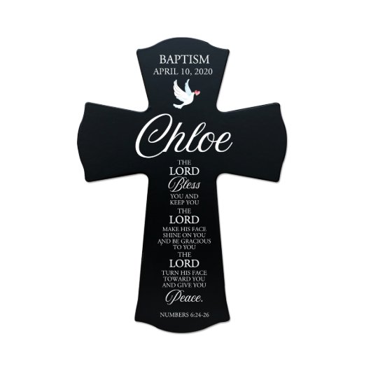Religious Baptism Keepsake Wooden Wall Cross (Front)