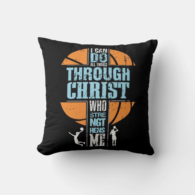 Religious Basketball Player Philippians 4:13 Chris Throw Pillow (Front)