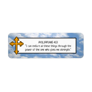 Religious Bible Verse and Clouds Label