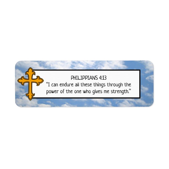 Religious Bible Verse and Clouds Label (Front)