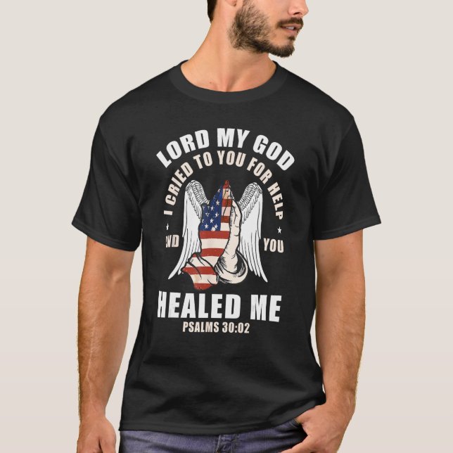 Religious Bible Verse Patriotic US Flag American C T-Shirt (Front)