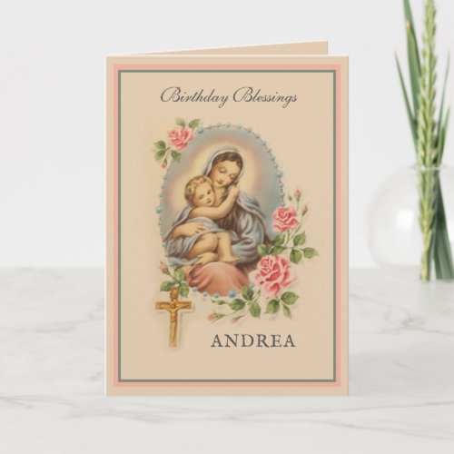 Religious Birthday Blessings Virgin Mary Card