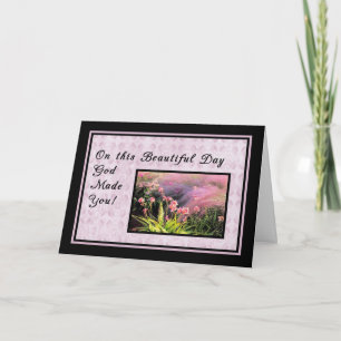 Religious Birthday Card with Pink Orchids