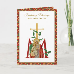 Religious Birthday Celebration Virgin Mary Jesus Card