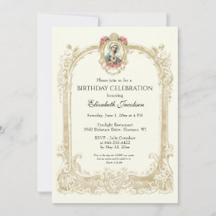 Religious Birthday Elegant Gold Floral Invitation
