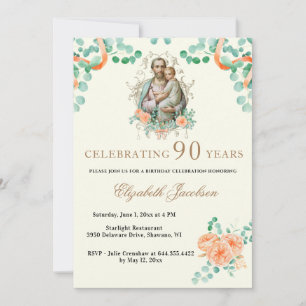 Religious Birthday Eucalyptus Scripture Rosary  In Invitation
