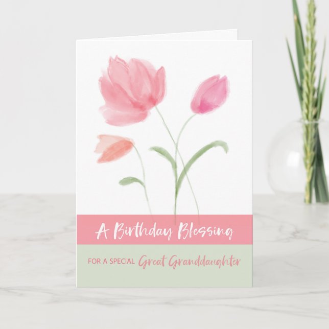 Religious Birthday Great Granddaughter Blessings Card (Front)
