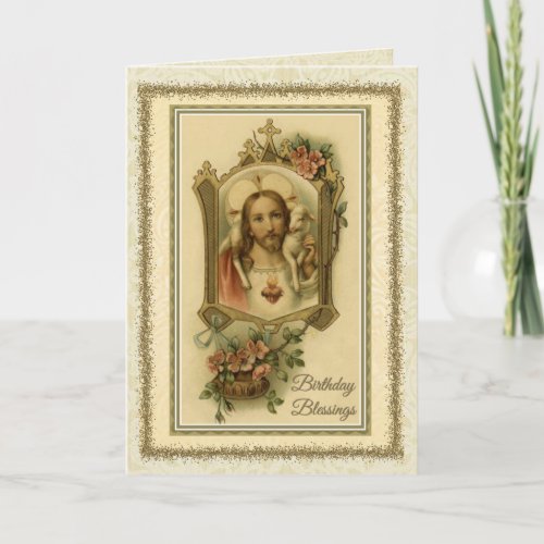 Religious Birthday Jesus Catholic Vintage Card