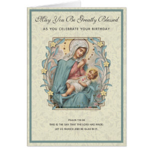 Religious Birthday Virgin Mary Jesus Scripture Cards