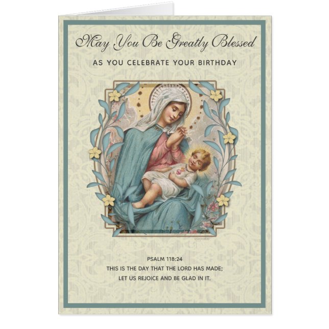 Religious Birthday Virgin Mary Jesus Scripture Cards (Front)