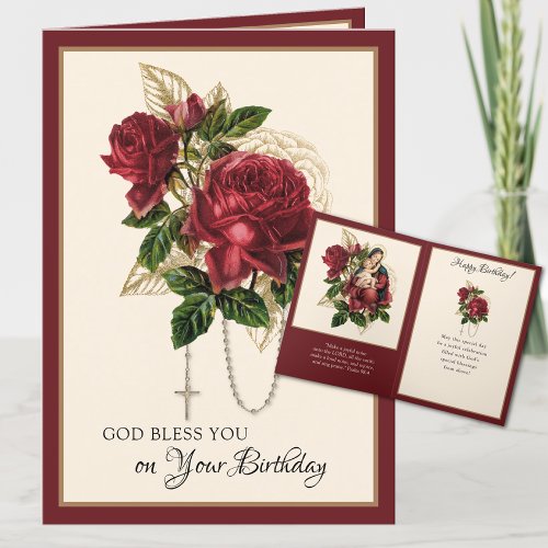 Religious Birthday Virgin Mary Rosary Card