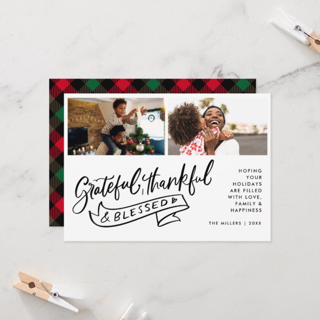 Religious Blessed Family Photo Christmas (Front/Back In Situ)