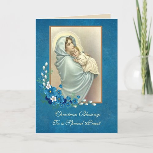 Religious Blessed Mother Baby Jesus Floral Holiday