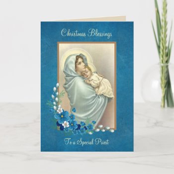 Religious Blessed Mother Baby Jesus Floral Holiday Card by ShowerOfRoses at Zazzle