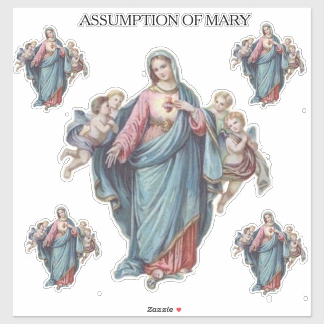 Religious Blessed Virgin Assumption of Mary Angels Sticker (Sheet)
