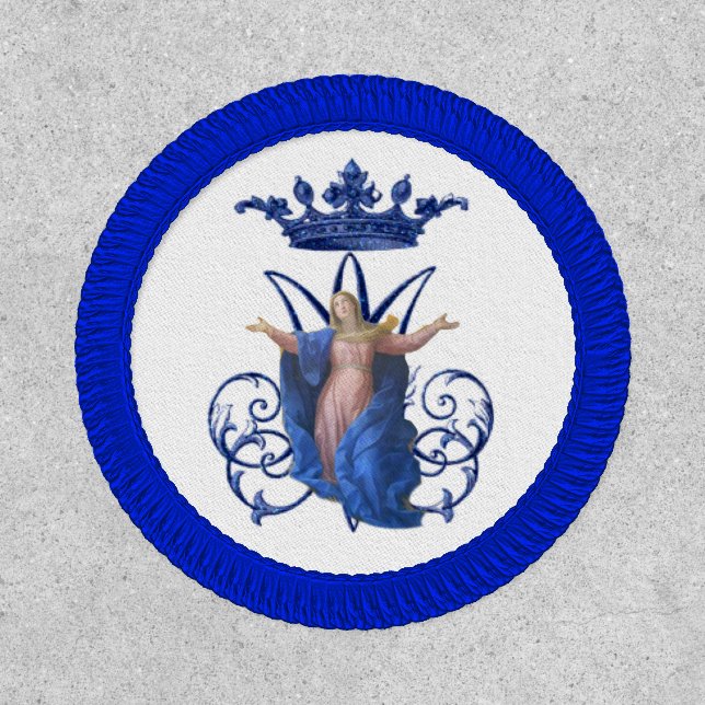Religious Blessed Virgin Mary Blue Catholic Patch (Front)