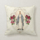 Religious Blessed Virgin Mary Catholic Roses Throw Pillow Religious Blessed Virgin Mary Catholic Roses Throw Pillow