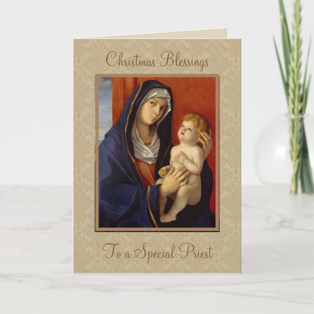 Religious Blessed Virgin Mary Christ Child Holiday Card (Front)