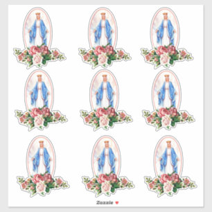 Religious Blessed Virgin Mary Floral Roses Vinyl Sticker