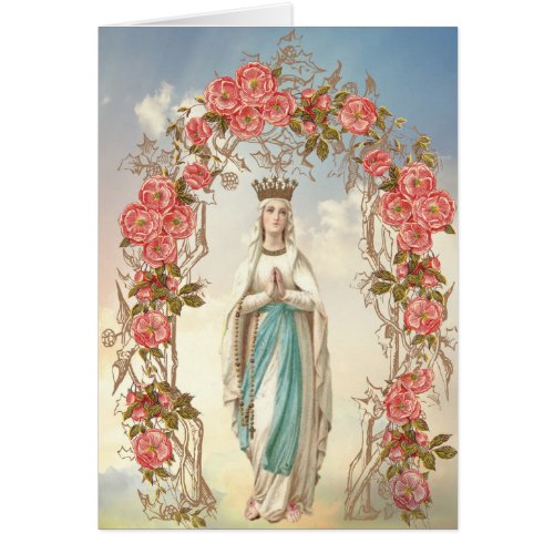 Religious Blessed Virgin Mary Floral Vintage