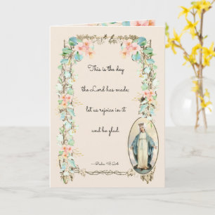 Religious Blessed Virgin Mary Floral Vintage Card