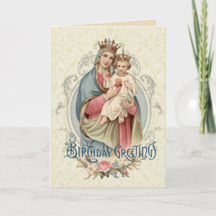 Religious Blessed Virgin Mary Jesus Birthday Card