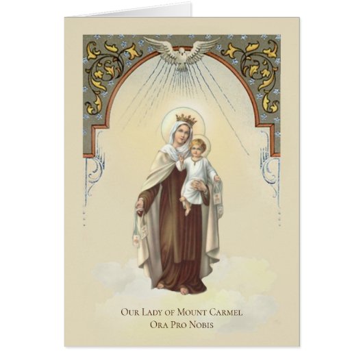 Religious Blessed Virgin Mary Jesus Mount Carmel Cards (Front)